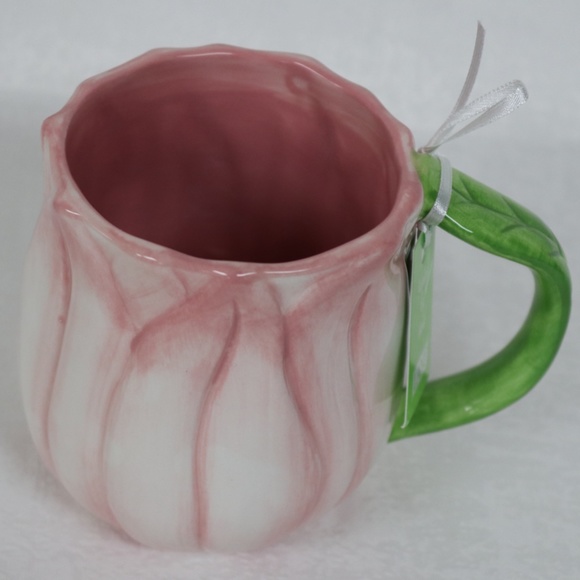 LANG by Design Group TULIP FLOWER SHAPED COFFEE MUG HAND PAINTED - PINK - NEW - Picture 1 of 6